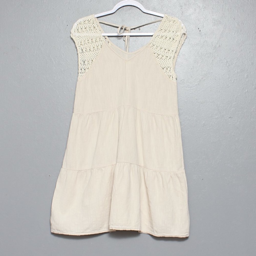 Altar’d state cotton cream lace sleeve tunic top blouse